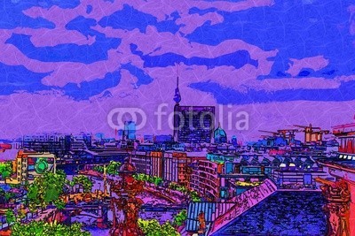 maxtor777, Berlin art design illustration (abstrakt, architektur, kunst, backgrounds, berlin, hell, stadtlandschaft, ausschnitt, pfad, verfärbt, bunt, kreativität, europa, deutsch, grunge, abbildung, tinte, orientierungspunkt, monuments, malen, panoramisch, papier, skyline, platsch, spritze)