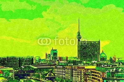 maxtor777, Berlin art design illustration (abstrakt, architektur, kunst, backgrounds, berlin, hell, stadtlandschaft, ausschnitt, pfad, verfärbt, bunt, kreativität, europa, deutsch, grunge, abbildung, tinte, orientierungspunkt, monuments, malen, panoramisch, papier, skyline, platsch, spritze)