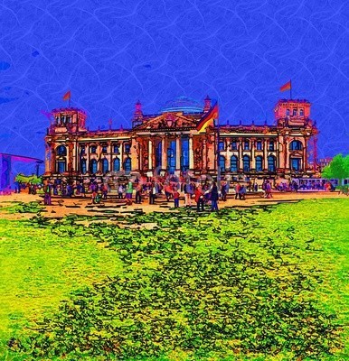 maxtor777, Berlin art design illustration (abstrakt, architektur, kunst, backgrounds, berlin, hell, stadtlandschaft, ausschnitt, pfad, verfärbt, bunt, kreativität, europa, deutsch, grunge, abbildung, tinte, orientierungspunkt, monuments, malen, panoramisch, papier, skyline, platsch, spritze)