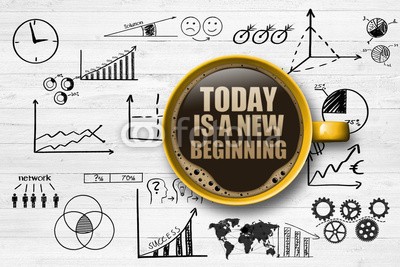 Coloures-pic, Today is a new beginning (life, neu, anfang, start, erfolg, way, karriere, wechseln, heute, neues leben, job, business, traum, fröhlichkeit, anfangen, zeit, auslese, entscheidung, option, anfang, zeichen, reisen, hoffnung, work, bewegung, fußballtor, familie, konzep)