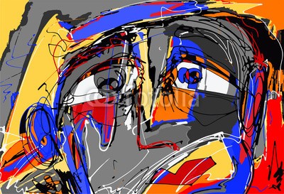 Kara-Kotsya, abstract digital painting of human face (abstrakt, digitales, malerei, menschlich, gesicht, bunt, sätze, altersgenosse, modern, kunst, entwerfen, interieur, dekoration, vektor, abbildung, original, expressionismus, hintergrund, mann, person, kreativ, individuell, inspiration, artwork, vorstellun)