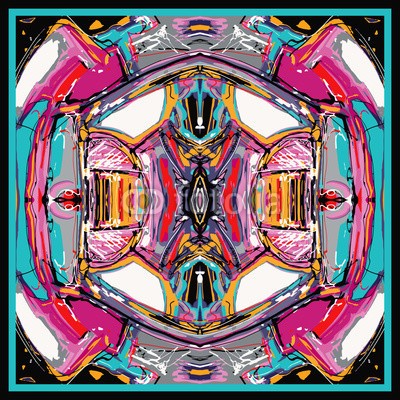 Kara-Kotsya, square composition with abstract painting (viereck, abstrakt, malerei, schal, beeindruckend, teppiche, entwerfen, kissen, mustern, krawatten, stoff, vektor, schal, gestalten, kunst, dekoration, genick, kissen, ornament, abbildung, modern, hintergrund, außergewöhnlich, jahrgang, vorleger, überwur)