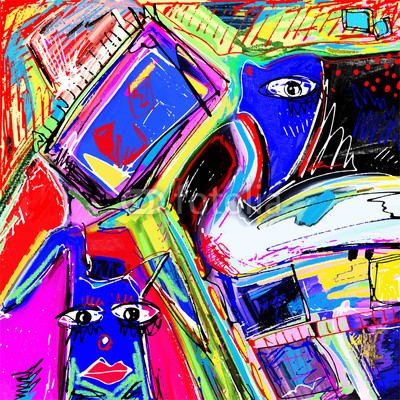 Kara-Kotsya, original illustration of abstract art digital painting (graffiti, hintergrund, tapete, dekoration, verschmutzt, acryl, handwerk, ausdruck, vektor, hell, expressionismus, altersgenosse, grafik, deko, canvas, handgemacht, zeichnung, digitales, abstrakt, modern, tinte, abbildung, geometrisch, kreativität, artwor)