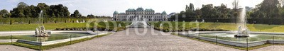 Blickfang, Schloss Belvedere Wien Panorama (wien, österreich, europa, sehenswürdigkeit, architektonisch, geschichtlich, stadtlandschaft, reiseziel, urlaub, historisch, gebäude, orientierungspunkt, schloss, belvedere, blau, himmel, wasser, spiegelung, panorama, springbrunne)