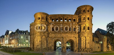 Blickfang, Porta Nigra Trier beleuchtet Panorama (trier, brunnen, figuren, märkte, märkte, deutsch, touristisch, panorama, nacht, beleuchtet, dom, römisch, tor, roma, römisch, altertum, stadtmaue)