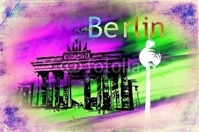 maxtor777, Berlin art design illustration (abstrakt, architektur, kunst, backgrounds, berlin, hell, stadtlandschaft, ausschnitt, pfad, verfärbt, bunt, kreativität, europa, deutsch, grunge, abbildung, tinte, orientierungspunkt, monuments, malen, panoramisch, papier, skyline, platsch, spritze)