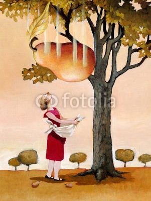 nuvolanevicata, unforeseen (konzept, unerwartet, obst, birne, mädchen, spitzhacke, baum, kittel, novelty, resilienz, life, archetyp, kunst, vorhersagen, zukunft, fortuna, probleme, unsicherheit, spannung, angst, surreal, fantasy, charakter, sarkasmu)