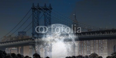 rolffimages, Manhattan Bridge with Moon (architektur, brücke, manhattan, york, metropole, neu, rivers, brooklyn, skyline, stadt, amerika, panorama, orientierungspunkt, anblick, urbano, modern, stadtlandschaft, abbildung, american, new york city, panoramisch, uns, kunst, berühmt, states, grung)