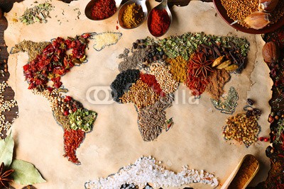 Africa Studio, Map of world made from different kinds of spices, close-up (welt, gemacht, different, arten, afrika, anis, kunst, basilikum, close-up, bunt, kontinent, kochkunst, kreuzkümmel, striegeln, getrocknete, europa, essen, global, foodie, grün, gruppe, handgemacht, kraut, indien, industrie, zutaten, arten, karte, märkt)