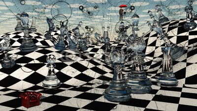 rolffimages, Fantasy Chess (chess, surreal, schachbrett, fantasy, abbildung, hintergrund, surrealismus, traum, erzählung, spiel, märchen, konzept, konzeptionell, himmel, imaginär, vorstellung, abstrakt, szenerie, wolken, seltsam, board, strategie, horizont, player, skurri)