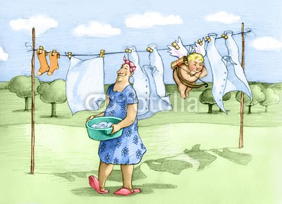 nuvolanevicata, laundry (wäscherei, legen, feld, abbildung, frau, hausfrau, reinigend, amore, liebe, alter, realistisch, materialismus, alltäglich, frühling, hängend, gewaschen, fantasy, charakter, cartoons, sarkasmus, leine)