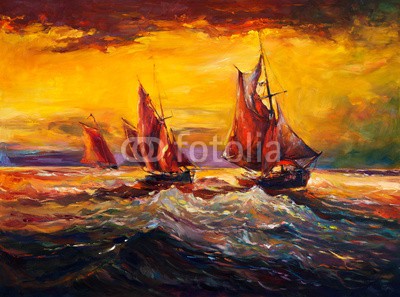 Boyan Dimitrov, Ocean and ship (abstrakt, acryl, kunst, künstler, kunstvoll, artwork, kulisse, backgrounds, strand, blau, boot, hell, bürste, canvas, farbe, bunt, sätze, kreativität, dekoration, entwerfen, zeichnung, fregatte, hafen, abbildung, abbild, impressionismus, landschaf)