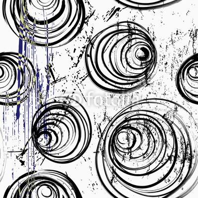 Kirsten Hinte, seamless pattern background, with circles, strokes and splashes, (backgrounds, abstrakt, kunst, schwarz, hell, bürste, kreisförmig, kreis, deckung, entwerfen, punktieren, stoff, blume, floral, grafik, schmutzig, geometrisch, abbildung, tinte, interieur, papier, pop, posters, retro, runde, wiederholung, textil, muster)
