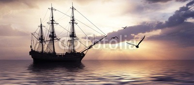 F@natka, Sailboat against beautiful sunset landscape (tier, backgrounds, schöner, vögel, blau, boot, hell, cartoons, himmlisch, wolken, dunkel, abend, glühen, horizont, abbildung, licht, lonely, mondschein, morgens, geheimnisvoll, natur, nacht, ozean, besinnung, rivers, segelboot, sailing, segel, mee)