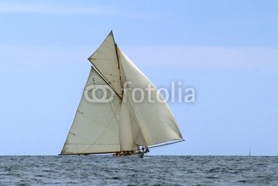 Donnerbold, klassische Yacht unter Vollzeug (yacht, yacht, segel, segelsport, segelsport, spinnaker, segelschiff, classic, classic, schiff, wind, meer, mittelmeer, wasser, bejahrt, traditionel)