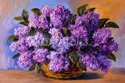 max5799, oil painting on canvas - a bouquet of lilacs , made in the style (öl, malerei, tapete, dekoration, entwerfen, bunt, blume, schöner, frühling, wasserfarben, tisch, niemand, grün, floral, weiß, rot, life, leaf, hell, flieder, sommer, canvas, blühen, zeichnung, abstrakt, jahreszeit, abbildung, rosa, flora, artwor)