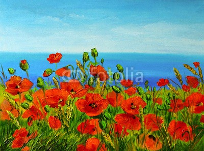 max5799, poppy field near the sea, colorful coast, art oil painting (malerei, öl, wasser, mohn, kunst, impressionismus, floral, blume, meer, rot, canvas, zeichnung, natur, schöner, sommer, abbildung, landschaft, ozean, feld, frühling, seelandschaft, sonnenuntergänge, schönheit, backgrounds, abstrakt, himmel, gra)