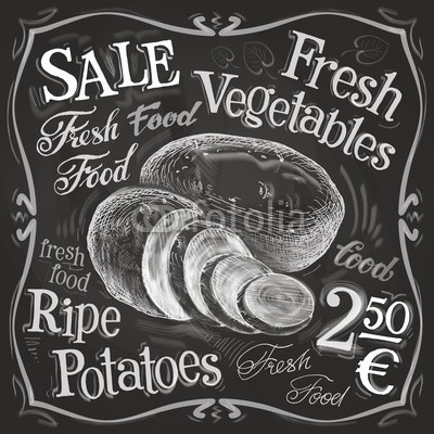 ~ Bitter ~, potato, potatoes vector logo design template. fresh food (text, board, banner, posters, essen, verkauf, frisch, ernten, ernte, ackerbau, gartenarbeit, gartenbau, organisch, natürlich, erzeugnis, reif, abbildung, artwork, sketch, vorschaubild, zeichnung, abstract, schwarz, weiß, backgrounds, kreide, retr)