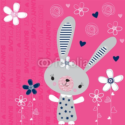 yoliana, cute bunny girl in the flower garden (hübsch, mädchen, cartoons, verpackung, tapete, begrüssung, charmant, baby, floral, mädchenhaft, süss, stickerei, blume, vektor, fröhlichkeit, hase, stern, kindisch, schauer, grafik, karte, gestalten, liebe, stoff, abbildung, dekorativ, oster)