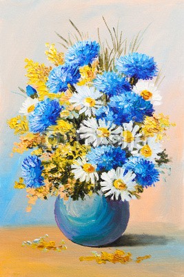 max5799, bouquet of summer flowers, still life oil painting (malerei, öl, life, stille, abstrakt, kunst, blumenstrauss, blume, floral, canvas, abbildung, entwerfen, schönheit, grün, vase, frühling, sommer, gelb, zeichnung, artwork, blau, backgrounds, schöner, weiß, natürlich, tapete, bunt, pflanze, blühe)