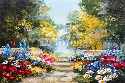 max5799, Oil painting landscape - colorful summer forest, beautiful flowers (malerei, öl, wald, feld, abstrakt, backgrounds, sommer, draußen, artwork, herbst, landschaft, zeichnung, bunt, abbildung, schöner, entwerfen, natur, farbe, kunst, dekoration, tapete, blume, abbild, baum, kunstvoll, bürste, himmel, wasserfarbe)