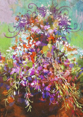 grandfailure, bouquet of colorful flowers in pot,digital painting (abstrakt, acryl, kunst, kunstvoll, backgrounds, schöner, schönheit, canvas, farbe, konzept, deckung, entwerfen, abbildung, öl, malerei, papier, figur, stil, textur, lebendig, tapete, wasserfarben, kriechend, minor, blume, leaf, floral, natur, grün, top)
