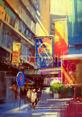 grandfailure, colorful painting of urban city.illustration (architektur, kunst, künstler, kunstvoll, artwork, asien, backgrounds, schöner, gebäude, business, canvas, capital, zentrum, stadt, stadtlandschaft, bunt, farbe, konstruktion, altersgenosse, entwerfen, stadtteil, downtown, zeichnung, graffiti, hoch, hote)