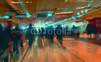 grandfailure, digital painting of motion blurred people walking in the terminal (abstrakt, acryl, kunst, kunstvoll, backgrounds, schöner, schönheit, canvas, farbe, konzept, deckung, entwerfen, abbildung, öl, malerei, figur, stil, textur, lebendig, tapete, wasserfarben, leute, trainieren, station, flugplatz, verwischen, menschenmeng)