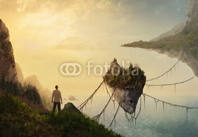 kevron2001, Floating Islands (verloren, fantasy, natur, landschaft, berg, meer, ozean, wanderungen, trampelpfad, insel, schwimmen, wein, sonnenuntergänge, sunrise, himmel, stern, abend, abenddämmerung, schöner, surreal, konzept, wald, fels, wasse)