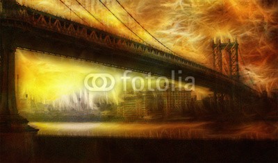 rolffimages, Manhattan Bridge Painterly (architektur, brücke, manhattan, metropole, neu, rivers, skyline, stadt, amerika, panorama, orientierungspunkt, anblick, urbano, modern, stadtlandschaft, abbildung, american, new york city, panoramisch, uns, kunst, berühmt, states, hauptstädtisch, textu)