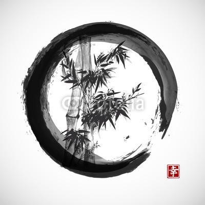 elinacious, Card with bamboo in sumi-e style. (bambus, vektor, malerei, backgrounds, china, tapete, natürlich, orientalisch, grün, weiß, gelassenheit, chinese, peace, leaf, kultur, symbol, vorlage, licht, grafik, ost, schwarz, asien, abstrakt, tinte, abbildung, zen, artwork, bürste, traditio)