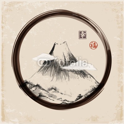 elinacious, Fujiyama mountain hand-drawn with ink (artwork, asien, asiatisch, backgrounds, schwarz, bürste, china, chinese, sätze, entwerfen, ost, fuji, grafik, hoch, abbildung, abbild, tinte, einladung, japan, japanisch, landschaft, berg, natur, orientalisch, draußen, malerei, papier, peace, pike, ric)