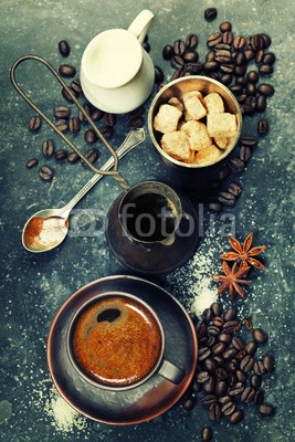 Natalia Klenova, Coffee composition (einkaufen, espresso, pause, schwarz, café, milch, weiß, close-up, mocha, tisch, leisure, teller, köstlich, koffein, sucht, bar, kaffee, braun, getränke, aroma, trinken, flavour, tassen, frühstücken, bohne, restaurant, barista, schokolade, morgen)