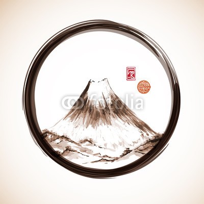 elinacious, Fujiyama mountain hand-drawn with ink (artwork, asien, asiatisch, backgrounds, schwarz, bürste, china, chinese, sätze, entwerfen, ost, fuji, grafik, hoch, abbildung, abbild, tinte, einladung, japan, japanisch, landschaft, berg, natur, orientalisch, draußen, malerei, papier, peace, pike, ric)
