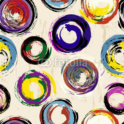 Kirsten Hinte, seamless background pattern, with circles, strokes and splashes, (abstrakt, kunst, backgrounds, hell, bürste, kreisförmig, kreis, deckung, entwerfen, punktieren, stoff, blume, floral, grafik, schmutzig, geometrisch, abbildung, tinte, interieur, papier, pop, posters, retro, runde, wiederholung, textil, muster)