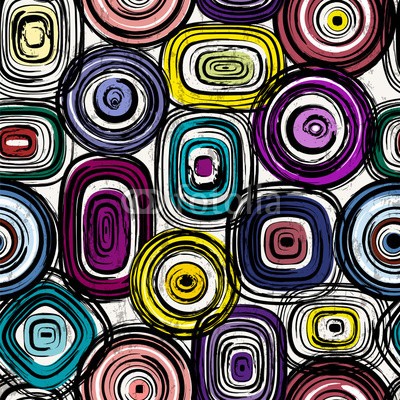 Kirsten Hinte, seamless background pattern, with circles/oval, strokes and spla (backgrounds, nahtlos, abstrakt, kunst, hell, bürste, kreisförmig, kreis, deckung, entwerfen, punktieren, stoff, blume, floral, grafik, schmutzig, geometrisch, abbildung, tinte, interieur, papier, pop, posters, retro, runde, wiederholung, textil, muster)