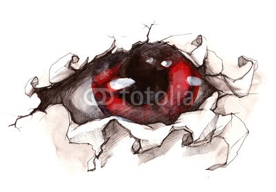 okalinichenko, mystic Eye (mystisch, auge, sicht, biest, bersten, durch, wand, tier, eigenschaften, gebäude, wild, backgrounds, säugetier, verschmutzt, gefahr, wütend, wildlife, agression, zeichen, schwarz, weiß, ausdruck, malerei, gewalttätigkeit, life, knochenbruch, wu)
