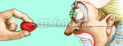 nuvolanevicata, clown caught by the nose (clown, nase, rot, erschrocken, scherz, auge, überraschen, unerwartet, spiel, gefahr, elastisch, wagnis, unfall, makeup, zirkus, abbildung, kunst, backgrounds, konzept, surreal, fantasy, charakter, cartoons, sarkasmu)