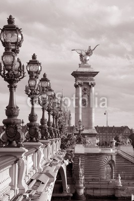 kevers, Pont Alexandre III Bridge, Paris, France, Europe (paris, frankreich, brücke, schwarzweiß, sepia, reisen, tourismus, orientierungspunkt, gebäude, architektu)