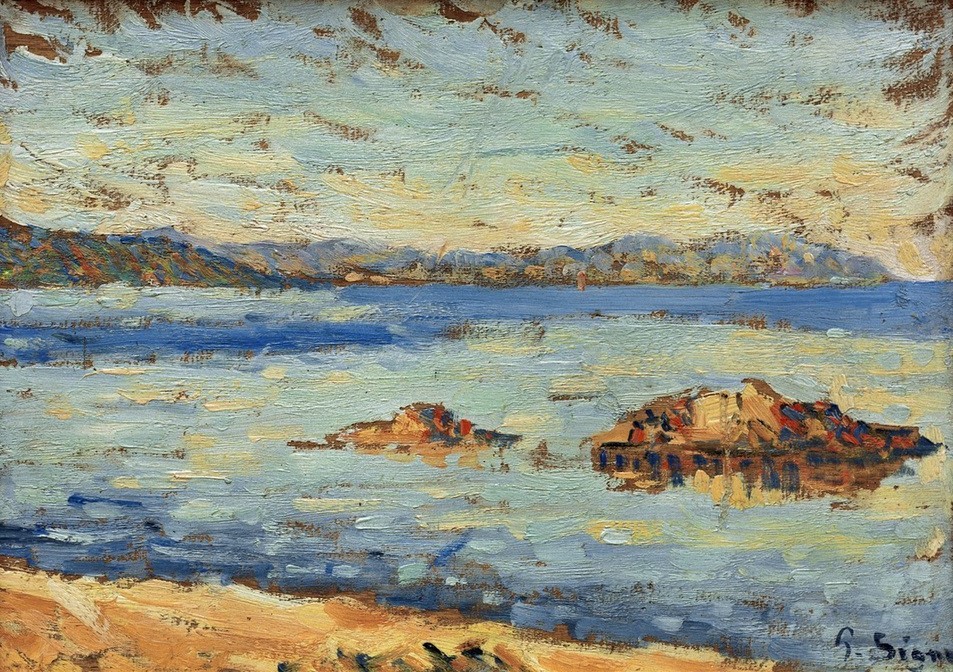 Paul Signac, Saint-Tropez, calme (Küste,Landschaft,Meer,Pointillismus,Französische Kunst,Windstille)