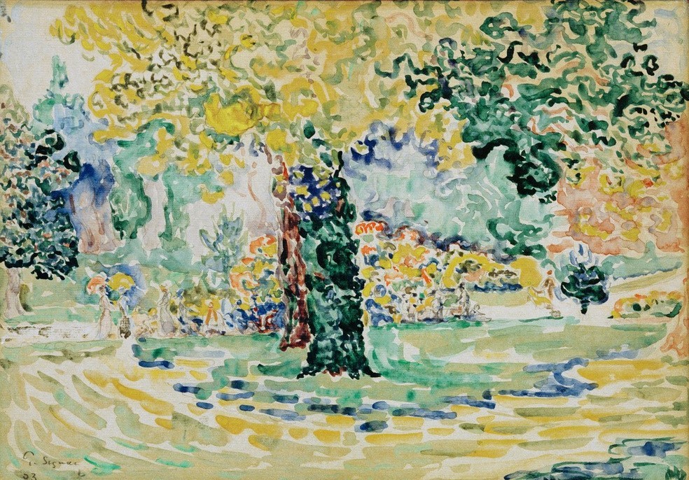 Paul Signac, Au Luxembourg (Garten Und Park,Geographie,Park,Stadtpark,Impressionismus,Pointillismus,Französische Kunst,Topographie)
