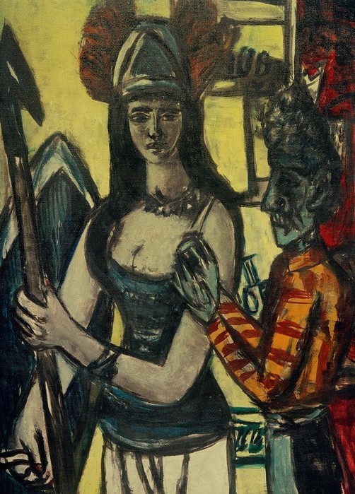 Max Beckmann, Die Walküre (Wagner Oper, Walküre, Frau, Harnisch, Theater, Musik,  Klassische Moderne, Malerei, Expressionismus, Mensch und Gesellschaft, Wunschgröße, Wohnzimmer, bunt)