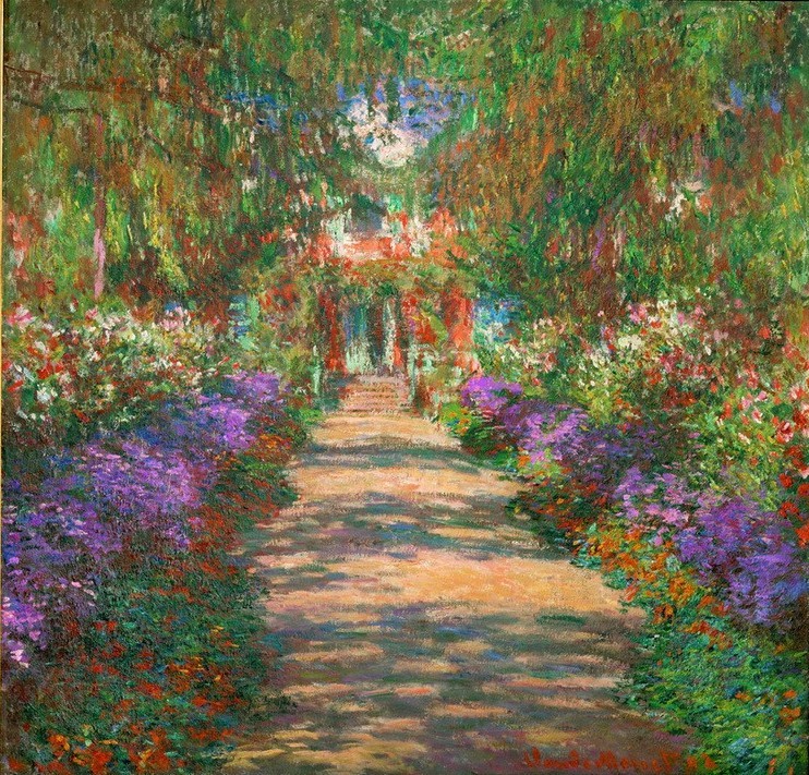 Claude Monet, Garten in Giverny (Garten Und Park,Kunst,Landschaft,Park,Impressionismus,Hausgarten,Weg,Französische Kunst,Ziergarten,Blume,Garten)