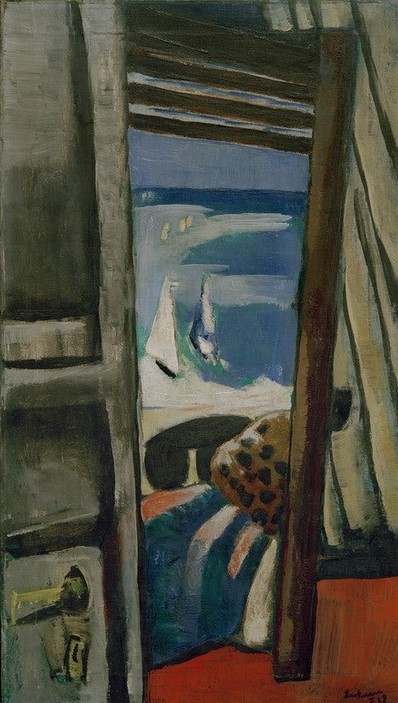 Max Beckmann, Blick auf das Meer, rot, grau, blau (Kunst,Orte und Reise,Natur)