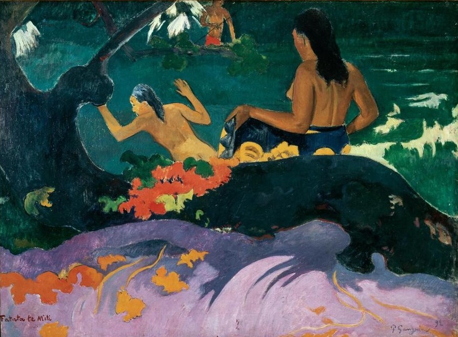 Paul Gauguin, Fata te miti (Bad,Frau,Landschaft,Schwimmen,Seebad,Sport,Strand,Völkerkunde,Meer,Akt,Portrait,Baum,Französische Kunst,Exotik,Frauenleben,Naturverbundenheit,Synthetismus,Land Und Leute)