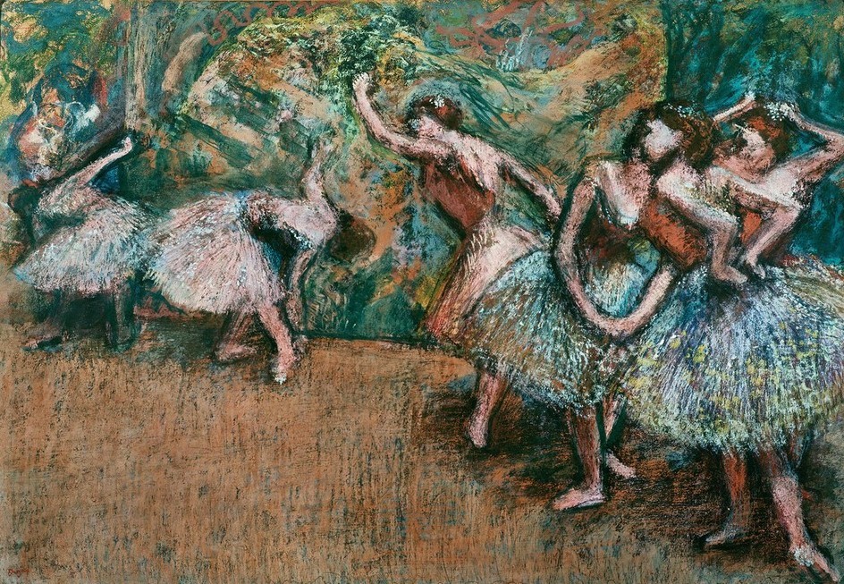 Edgar Degas, Ballettszene (Ballett,Kunst,Musik,Tänzer,Tänzerin,Szene,Tanz,Theater,Impressionismus,Französische Kunst,Kleidung (Allgemein),Ballerina)
