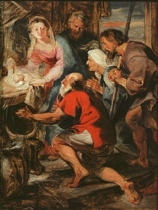 Peter Paul Rubens, Anbetung der Hirten (Christentum,Flämische Kunst,Religion,Barock,Maria Mit Kind,Neues Testament,Bibel,Christi Geburt,Anbetung Der Hirten,Niederländische Kunst,Kindheit Jesu)