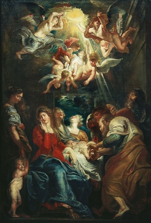 Peter Paul Rubens, Die Beschneidung Christi (Christentum,Engel,Flämische Kunst,Juden,Jüdische Religion,Kind,Kunst,Medizin,Operation,Religion,Szene,Barock,Neues Testament,Bibel,Altarbild,Beschneidung,Niederländische Kunst,Hohepriester,Licht,Sieben Schmerzen Mariä,Jesusknabe,Knabe,Kindheit Jesu,Aureol)