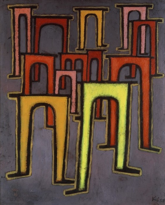 Paul Klee, Revolution des Viadukts (Deutsche Kunst,Krieg,Revolution (Allgemein),Zerstörung,Abstrakte Kunst,Vorahnung,Viadukt,Schweizerische Kunst,Gleichschritt,Beine,Zweiter Weltkrieg,Symbolik)