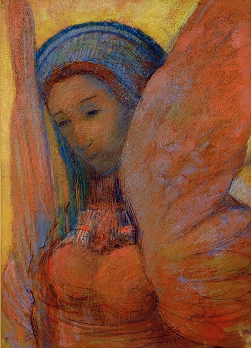 Odilon Redon, Die Lyra (Sphinx) (Frau,Kunst,Mythologie,Sphinx,Leier,Symbolismus,Fabelwesen,Französische Kunst,Flügel (Schwinge),Griechisch-Römische Mythologie,Lyra)